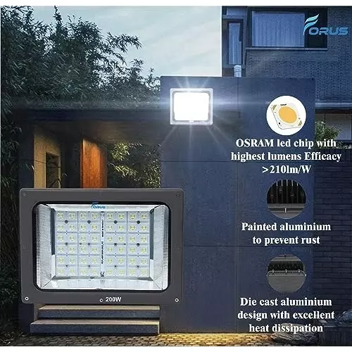 forus-200-w-led-flood-light-lens-model-ip66-cool-white-for-garage-factory-parking-area-fefl200lacw-10yw-1pc