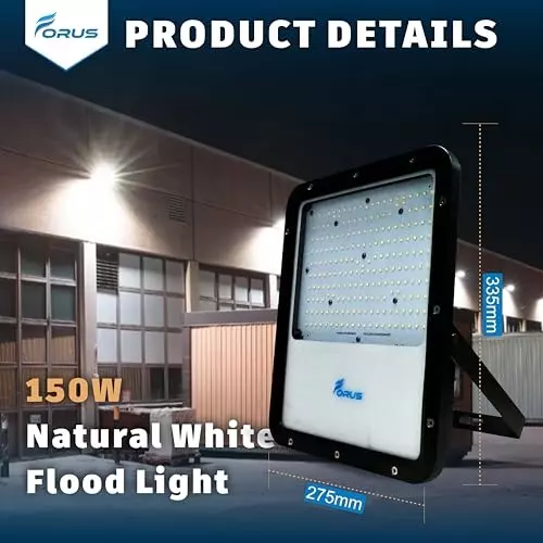 forus-150-w-led-flood-light-ip67-natural-white-for-garage-factory-parking-area-feonfl150w-nw-4yw-1pc