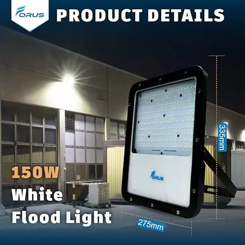 forus-150-w-led-flood-light-ip67-white-for-garage-factory-parking-area-feonfl150w-white-4yw-1pc
