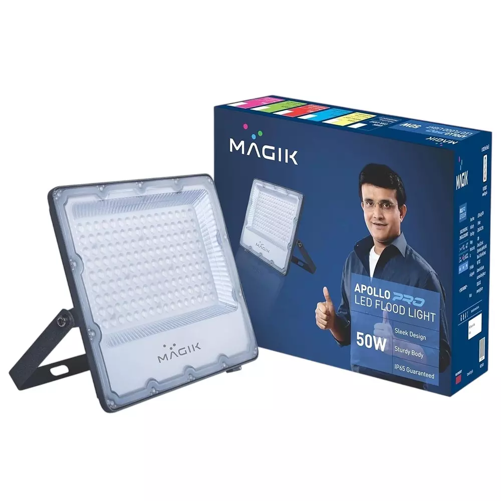 Magik 50 W Apollo Pro Max LED Flood Light 6500 K Color Temperature Sturdy Aluminium Body and Grey Color, FWANP050C4523
