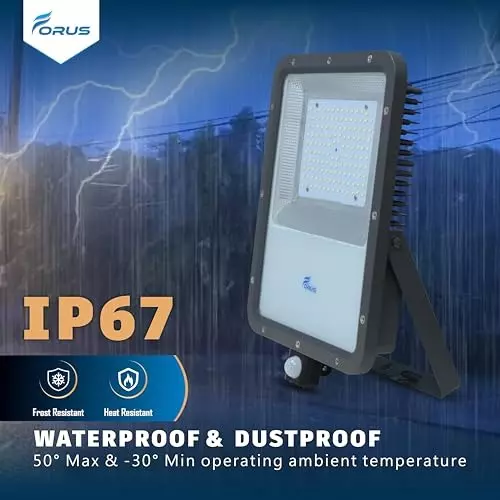 forus-100-w-led-flood-light-with-pir-motion-sensor-ip67-natural-white-for-garage-factory-parking-area-fefl100weconw-5yr-1pc-sensor