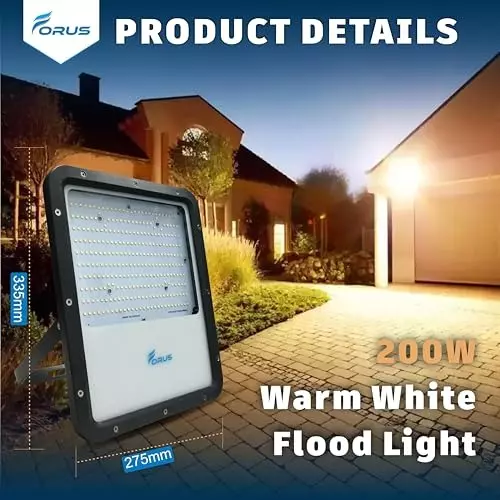 forus-200-w-led-flood-light-ip67-warm-white-for-garage-factory-parking-area-feonfl200w-4yw-ww-1pc