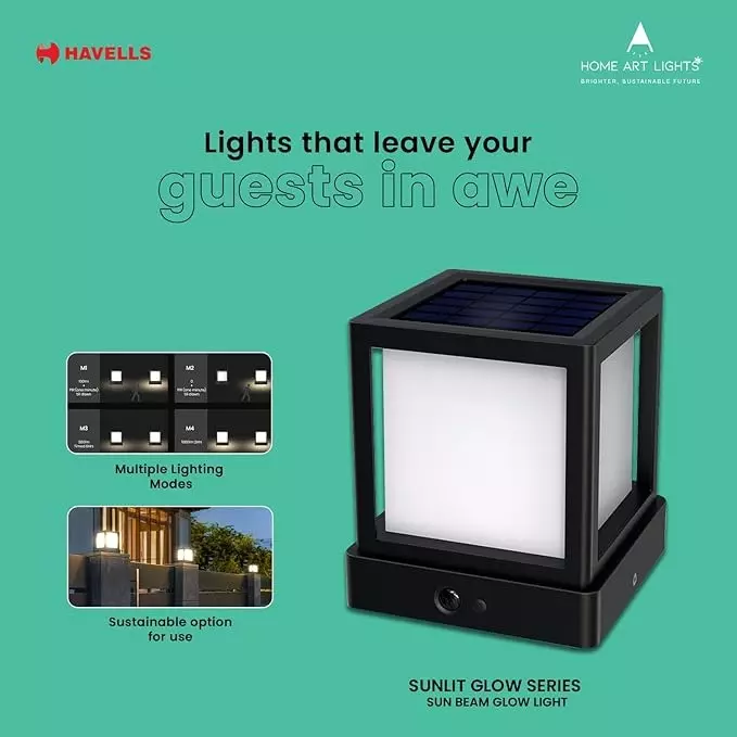 Havells 1.4 W LED Sunbeam Glow Light Solar Sunlit Glow Series With PIR Motion Sensor and IP54 Rating, LHEOAWP6TZ5K1X4