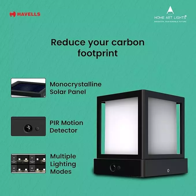 Havells 1.4 W LED Sunbeam Glow Light Solar Sunlit Glow Series With PIR Motion Sensor and IP54 Rating, LHEOAWP6TZ5K1X4