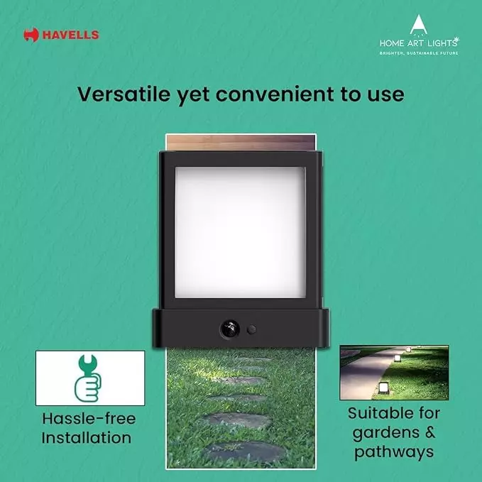 Havells 1.4 W LED Sunbeam Glow Light Solar Sunlit Glow Series With PIR Motion Sensor and IP54 Rating, LHEOAWP6TZ5K1X4