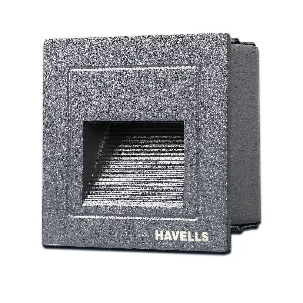 Havells 3 W Ecstatic Square Step Light 3000 K in Powder Coated Aluminium Die Cast Body, LHEOAAP5I46H003