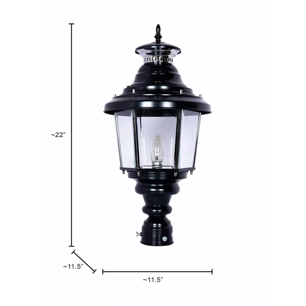 Fos Lighting Victorian Gate Light with Beveled Glass Black Finish 40 W