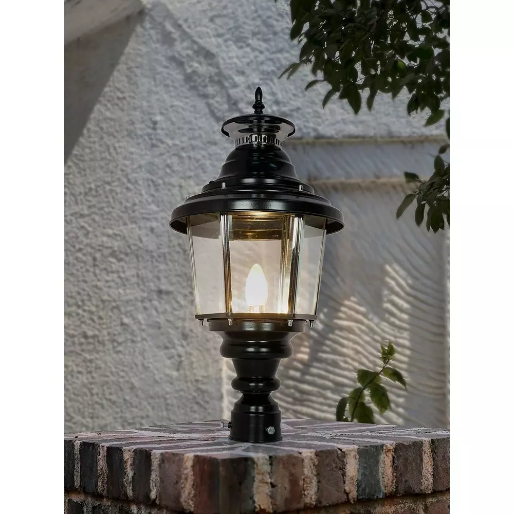 Fos Lighting Victorian Gate Light with Beveled Glass Black Finish 40 W