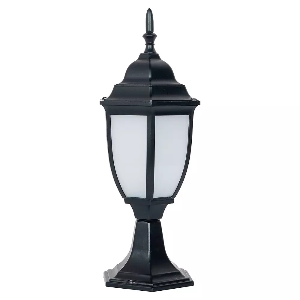 Fos Lighting Victorian Gate Light with White Acrylic Panes Black Aluminum 40 W