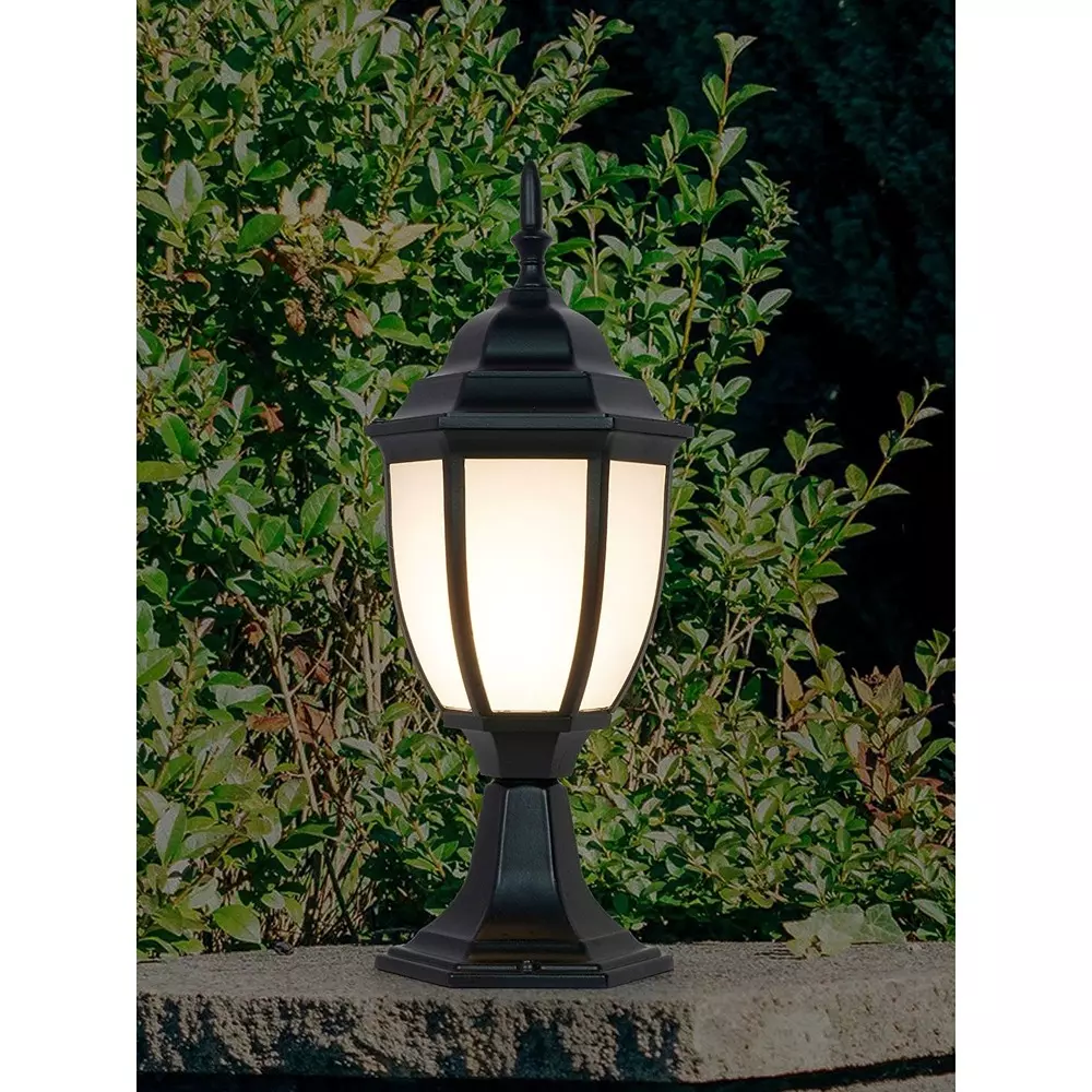 Fos Lighting Victorian Gate Light with White Acrylic Panes Black Aluminum 40 W