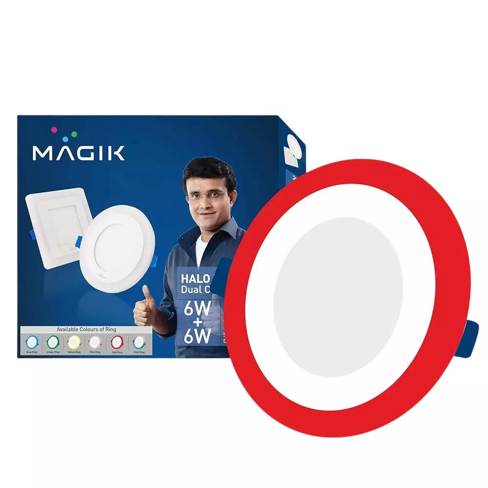 Magik 6 W Halo Dual Color LED Panel Light 6500 K Color Temperature White + Red Color Round Shape, PCHA06CR4168