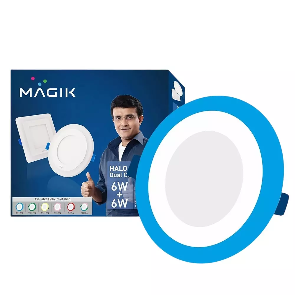 Magik 6 W Halo Dual Color LED Panel Light 6500 K Color Temperature White + Blue Color Round Shape, PCHA06CB4165