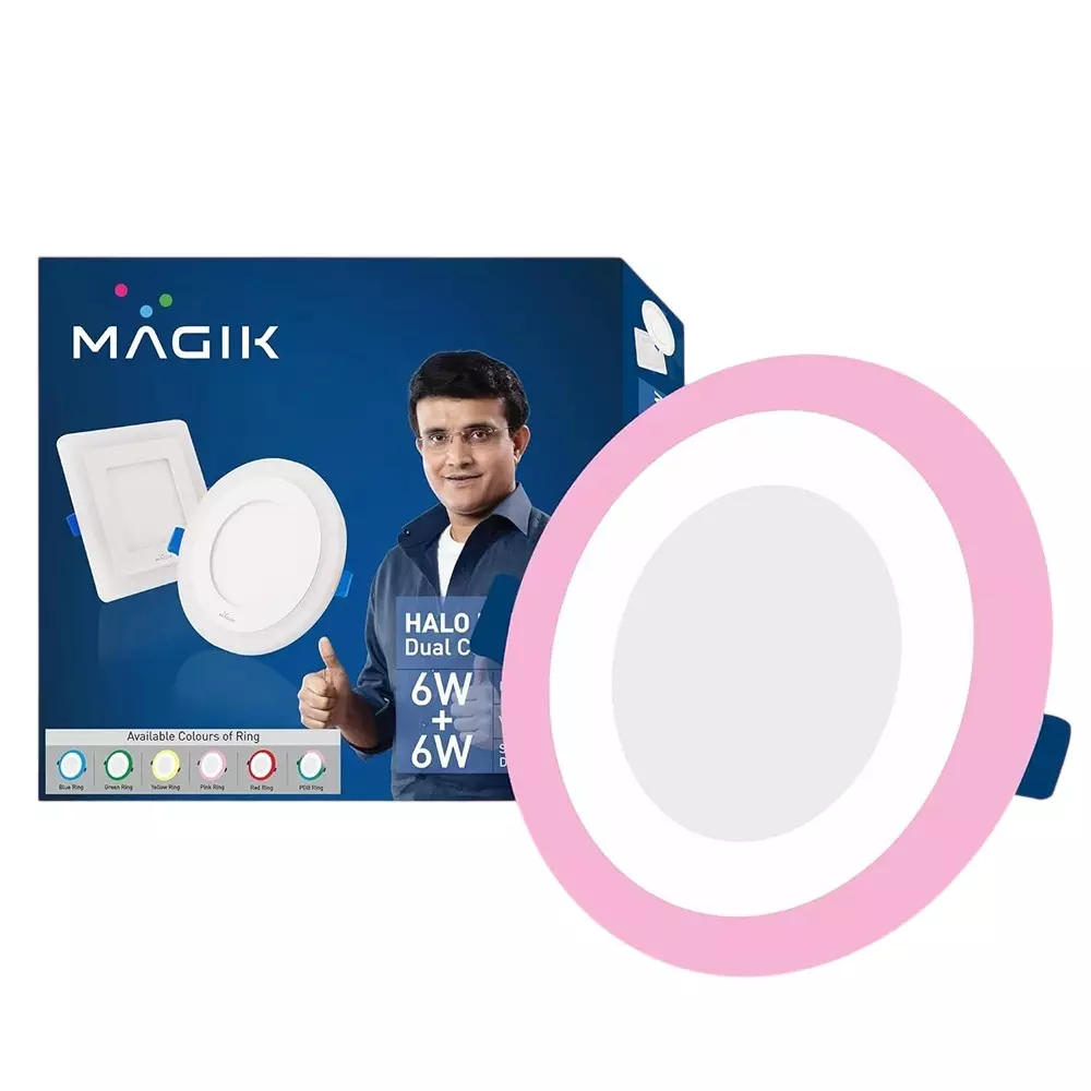 Magik 6 W Halo Dual Color LED Panel Light 6500 K Color Temperature White + Pink Color Round Shape, PCHA06CP4166