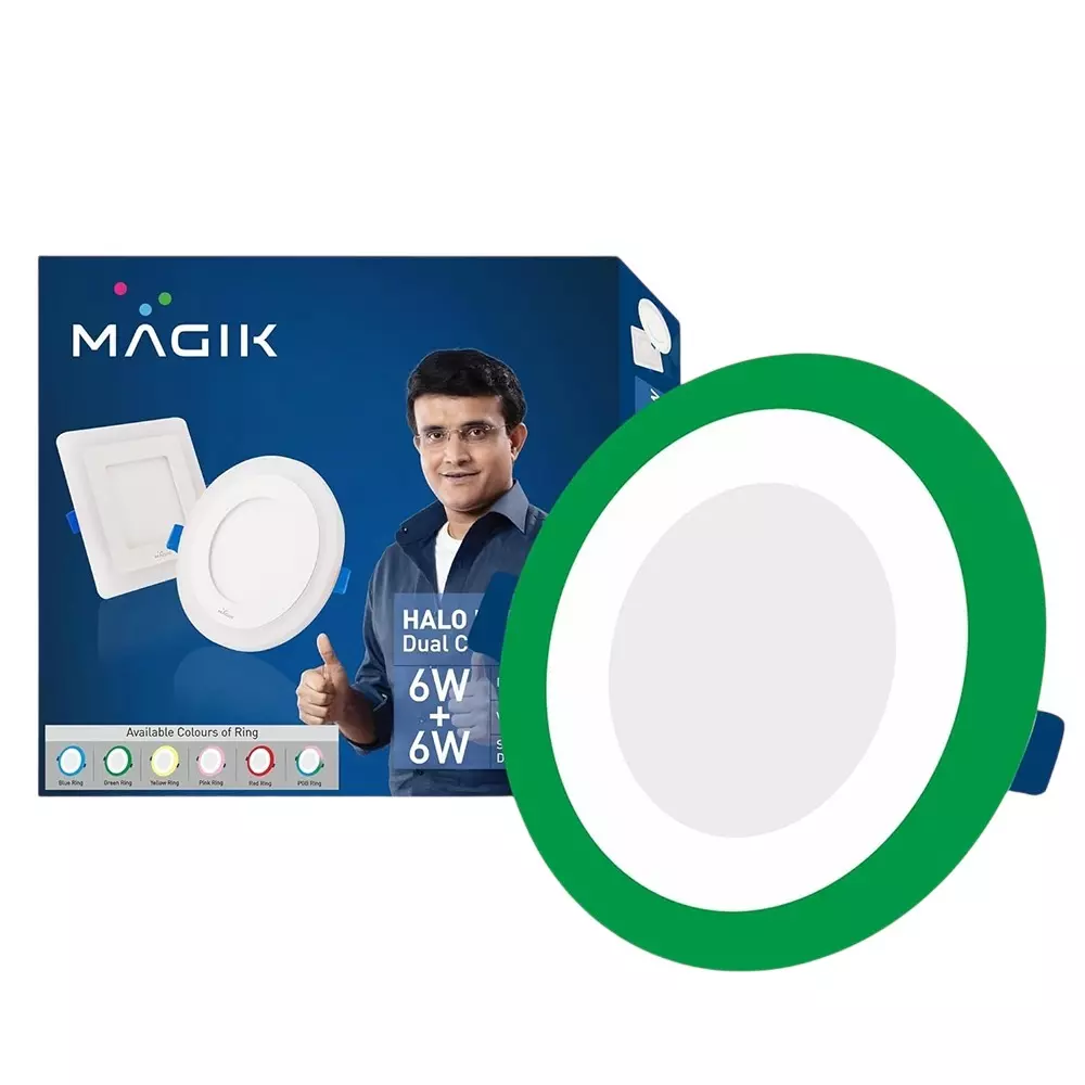 Magik 6 W Halo Dual Color LED Panel Light 6500 K Color Temperature White + Green Color Round Shape, PCHA06CG4167