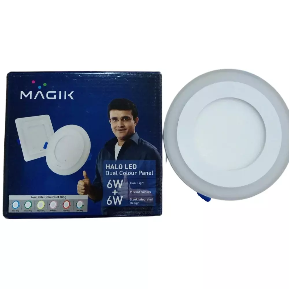Magik 6 W Halo Dual Color LED Panel Light 6500 K + 3000 K Color Temperature White Color Round Shape, PCHA06CW4169