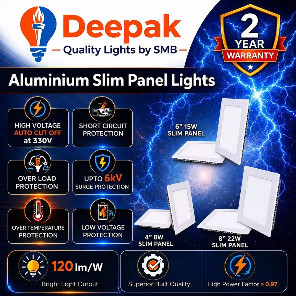 deepak-quality-lights-by-smb-slim-panel-led-light-square-shape-8-w-cool-white-corded-electric-for-warehouses-factories-commercial-use