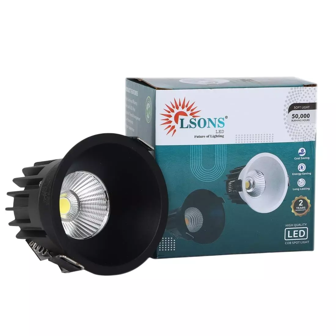 LSONS COB LED Spot Light Black Body Color 18 W White Light Color, LSN-BK-18W-WH-DLT