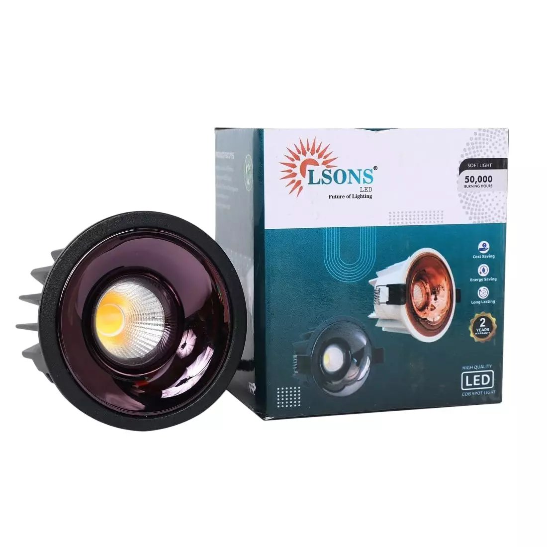 LSONS COB LED Spot Light Black Body Color 7 W Warm White Light Color, LSN-BK-7W-WW-CRT