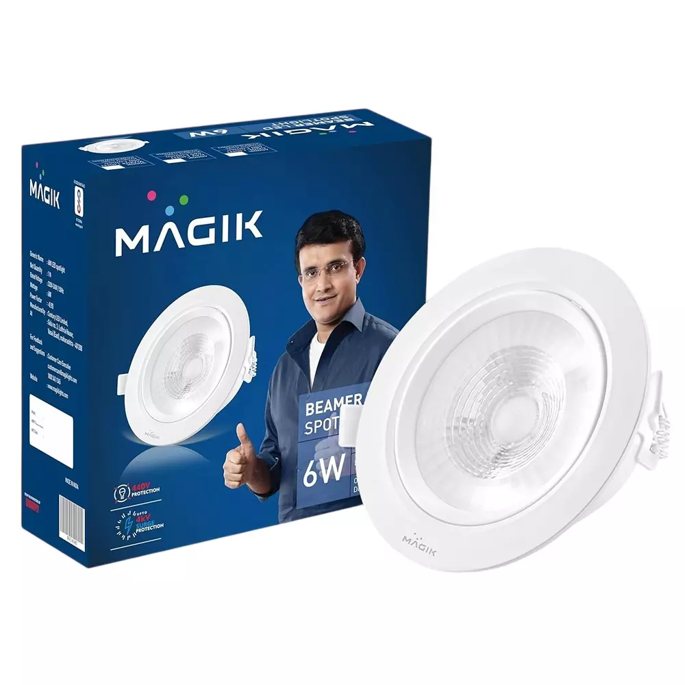 Magik 6 W Beamer COB Spotlight 6500 K Color Temperature Round Shape Plastic Body, PCBE006C4003