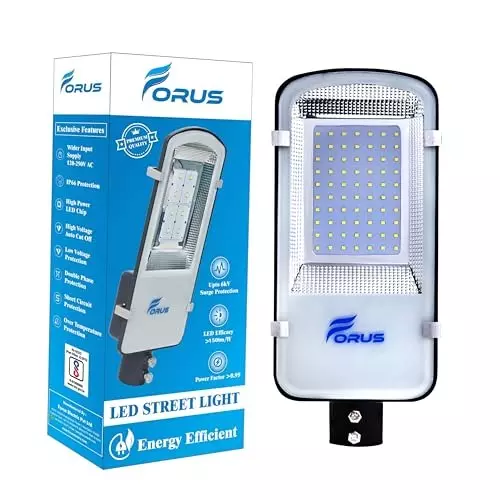 FORUS 50 W Rectangle LED Street Light with Dusk to Dawn Sensor Auto ON/OFF (Day-Night) IP66 Green