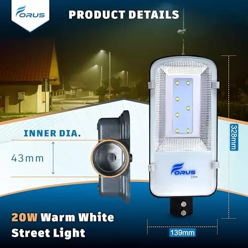 forus-1pc-led-street-light-with-clamp-warm-white-fesl020naww-10yw-1pc-with-clamp