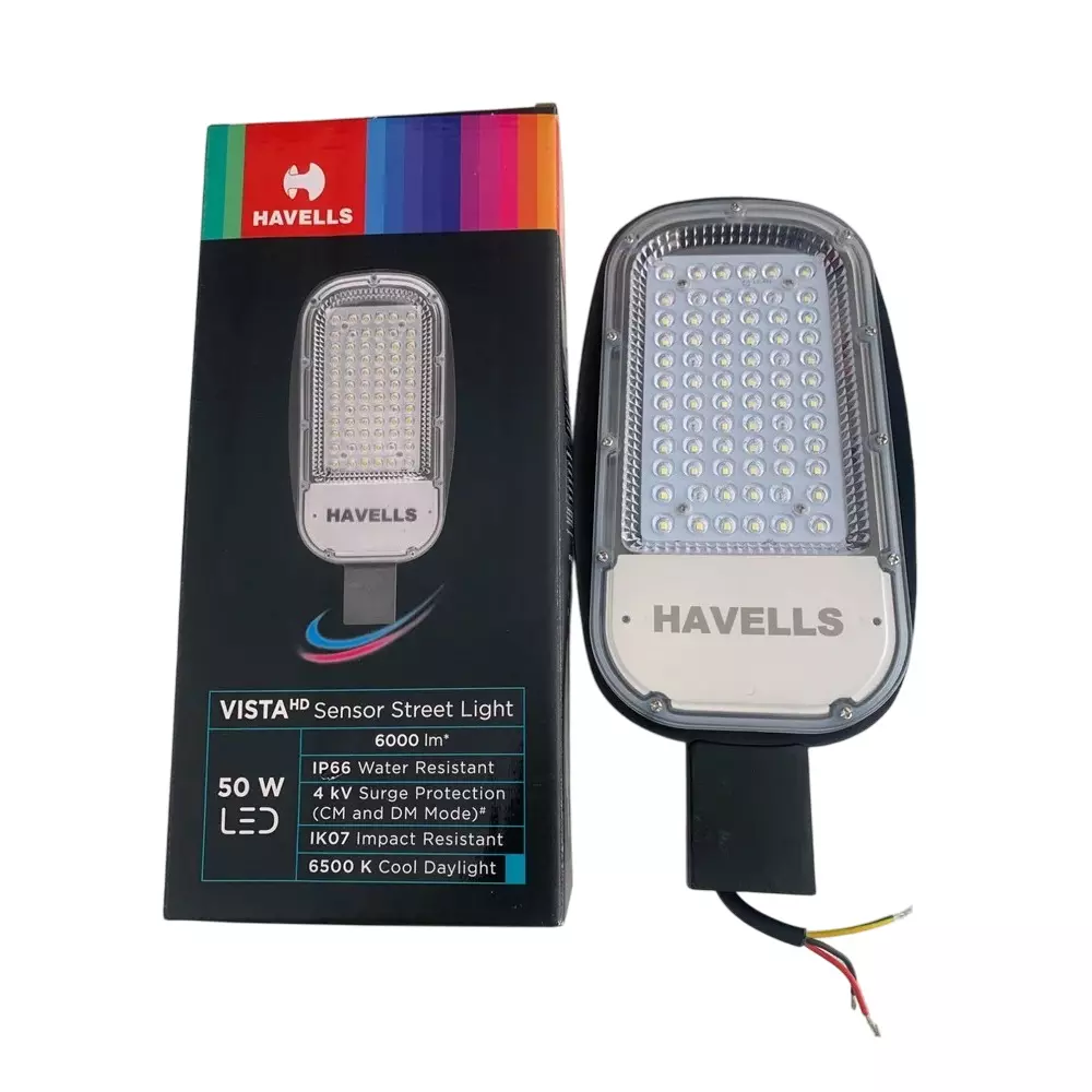 Havells 50 W Vista HD Sensor Street Light 6000 K Color Temperature and IP66 Rating, LHEXAYP7PN7J050