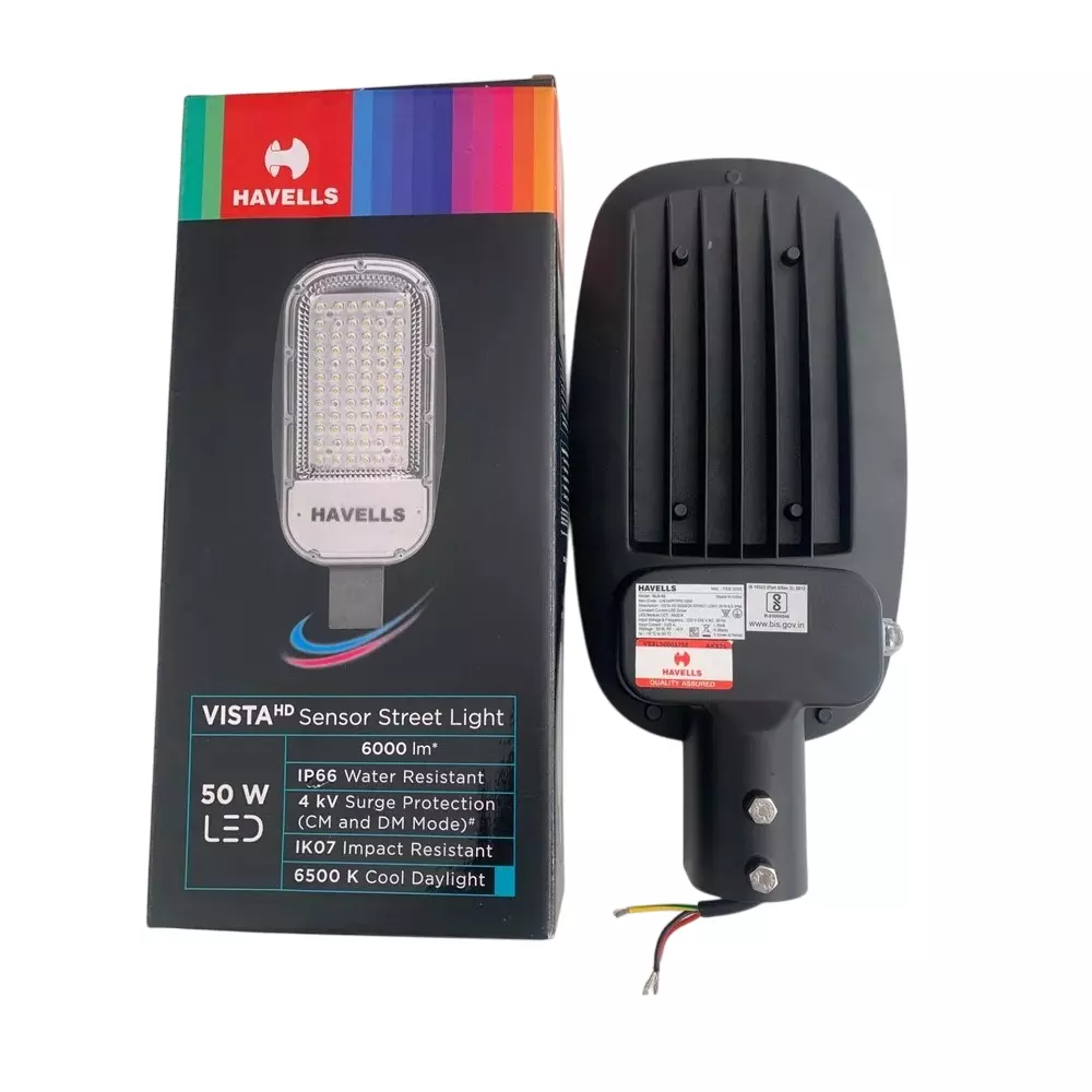Havells 50 W Vista HD Sensor Street Light 6000 K Color Temperature and IP66 Rating, LHEXAYP7PN7J050