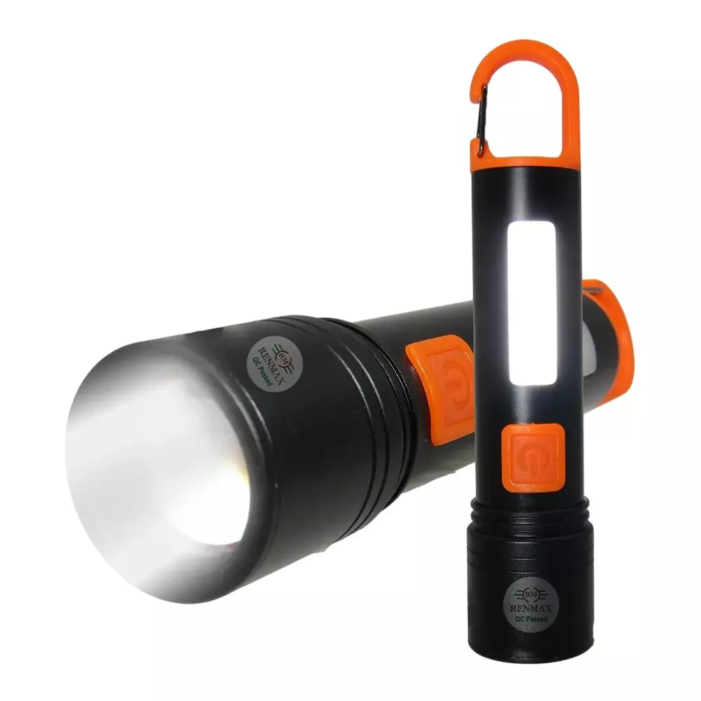 Renmax LED Torch with Zoom Focus 2000 mAh Li-ion Battery 600 Lumen Waterproof Aluminum