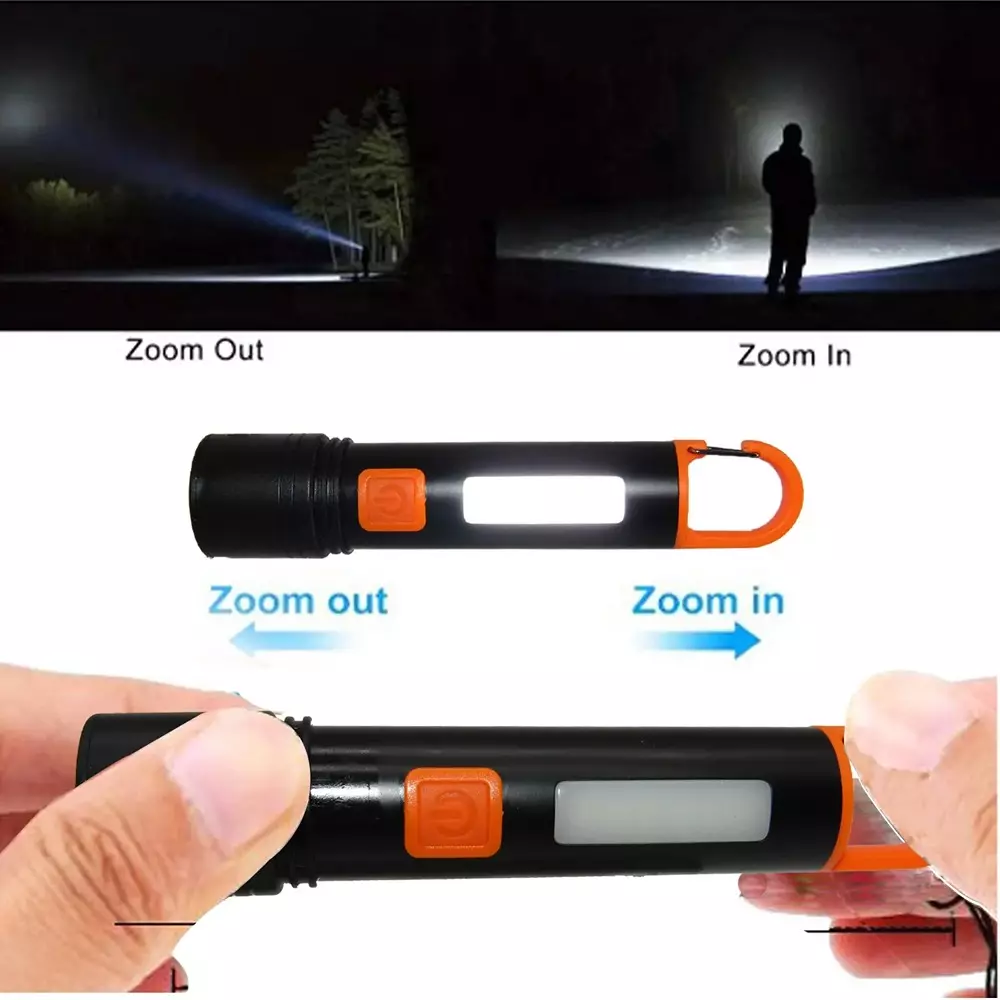 Renmax LED Torch with Zoom Focus 2000 mAh Li-ion Battery 600 Lumen Waterproof Aluminum