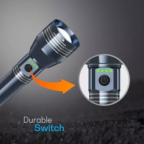 IBELL Rechargeable LED Torch Type C Charging AAA lithium-ion 3 Light Mode Aircraft Aluminum Body Blue