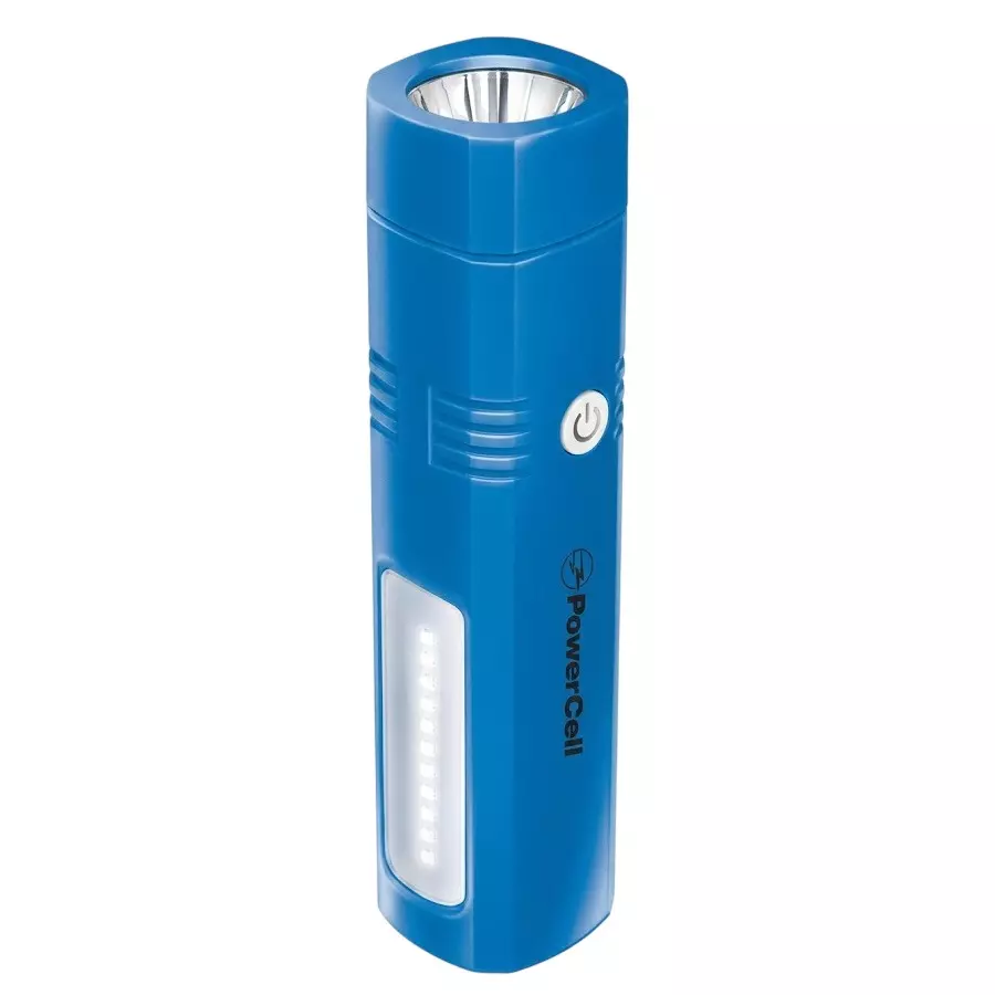 Powercell By Eveready Ujjwal Rechargeable Torch With Li-ion Battery 4 Lighting Modes ABS 1 W Power Blue for Home & Office, ROO3