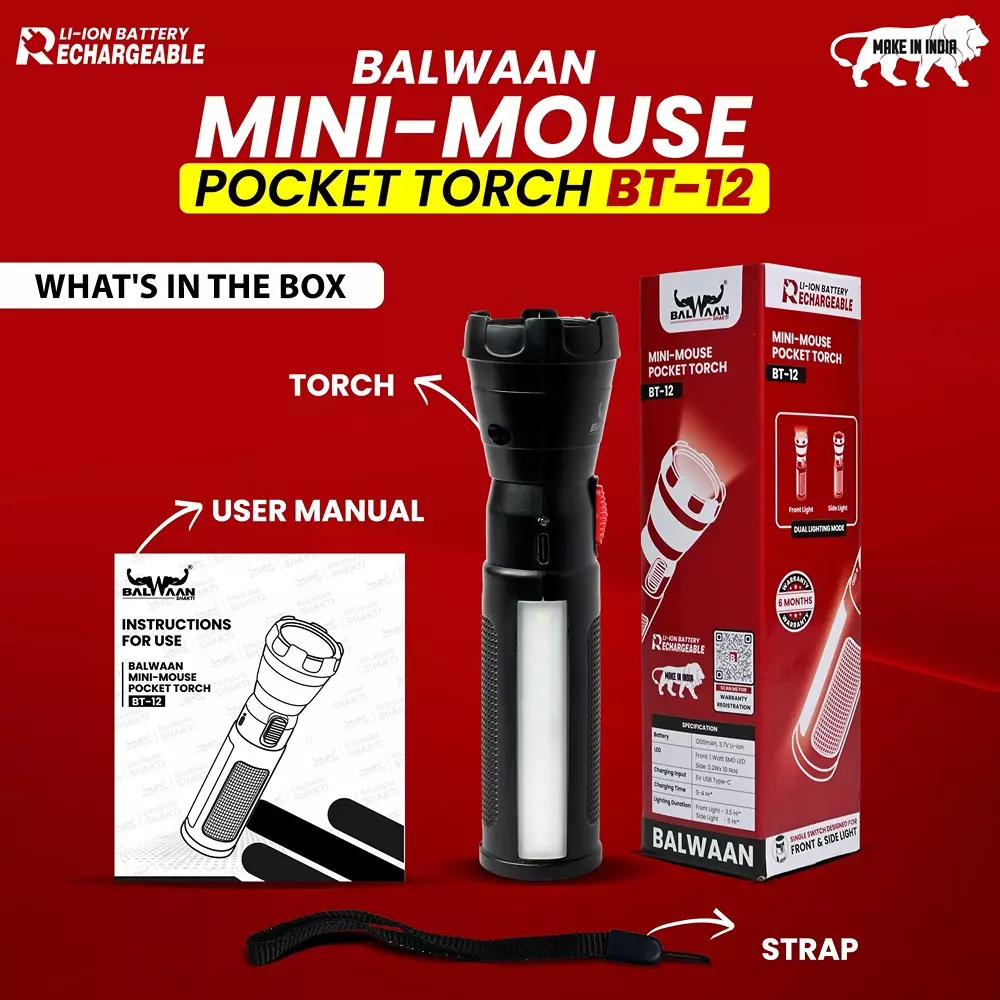 balwaan-shakti-mini-mouse-pocket-torch-37-v-li-ion-1200-mah-battery-and-fast-c-type-charging-bt-12