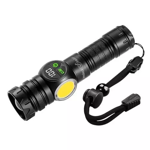 amiciVision Tactical Flashlight with COB Side Light 5000mAh Power Bank USB-C Magnetic Tail 9 Modes, 1xFLASHLIGHT-COB