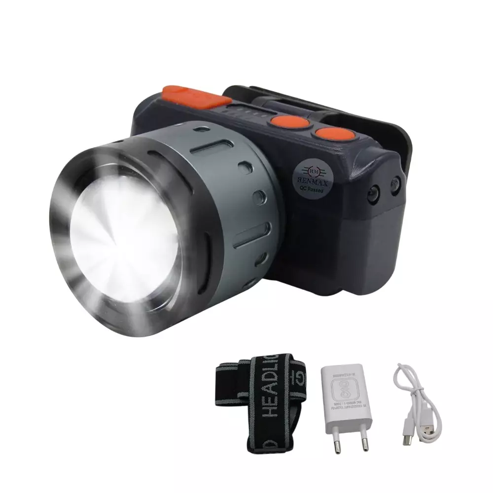 Renmax Bright Head Mount Torch 2000 mAh Li-ion Battery Waterproof Abs