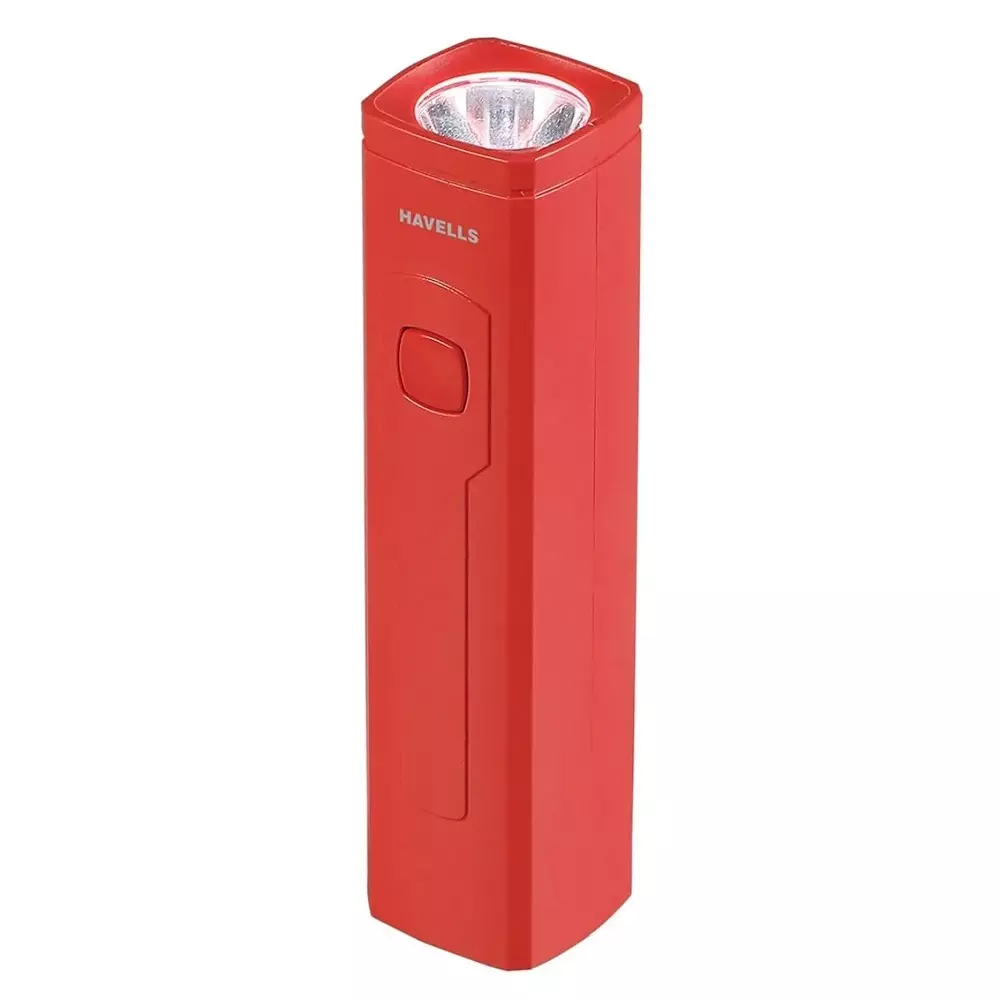 Havells 1 W Colorix Rechargeable Torch in Red, Pocket Size, 3.7 V and 500 mAh Battery Capacity, LHEXTJPGBN1R001