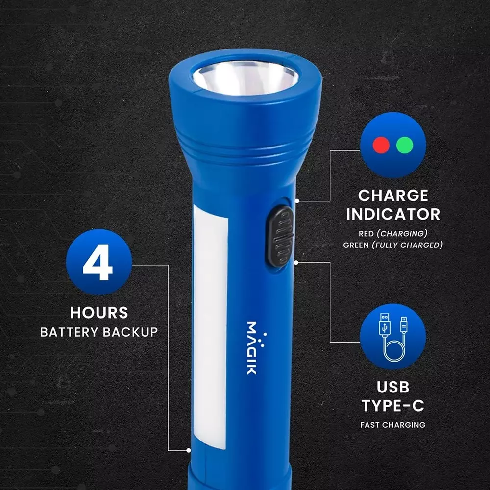magik-5-v-phoenix-rechargeable-torch-6500-k-color-temperature-4-hour-battery-backup-blue-color-acprtb4393