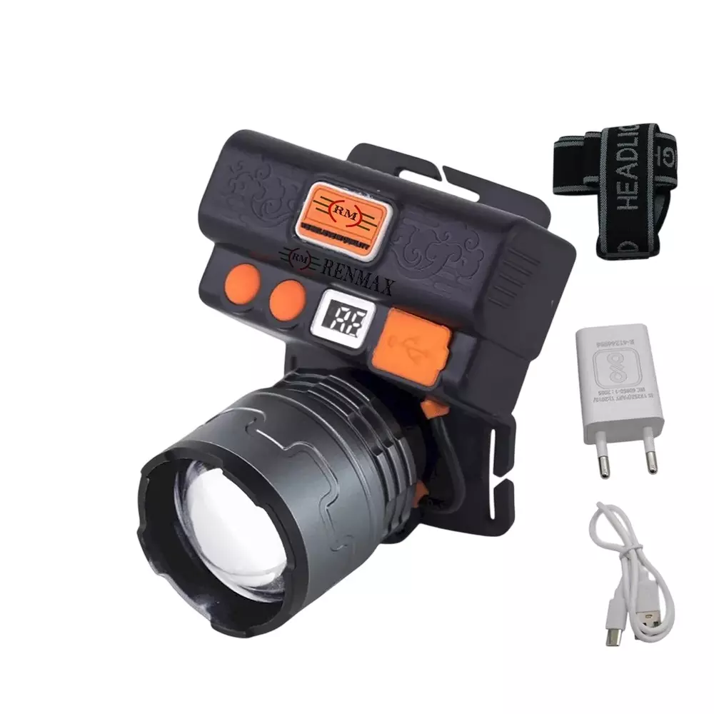 Renmax High Bright Head Mount Torch 5000 mAh Li-ion Battery 1000 Lumen Waterproof Abs, Anodized Aluminum