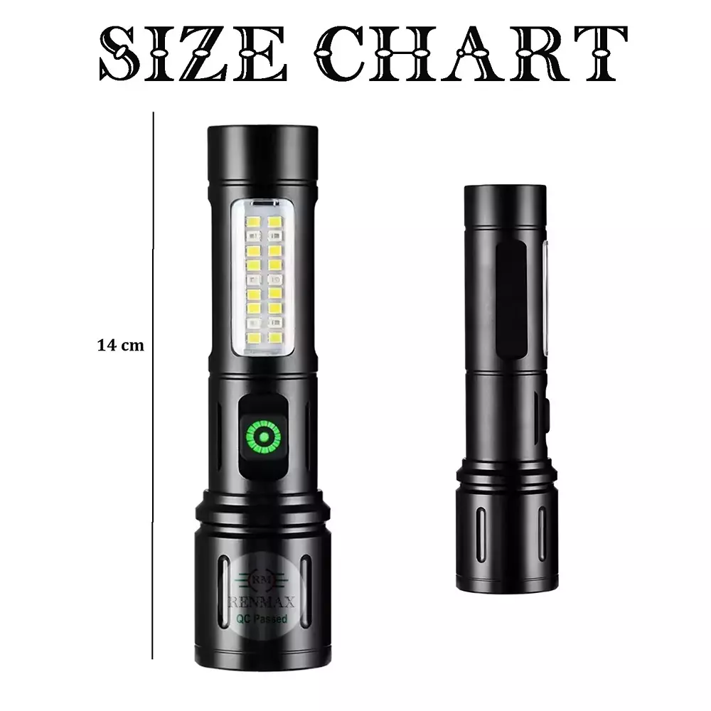 Renmax Hand LED Torch 2000 mAh 1000 Lumen 6-Light Modes Aluminum