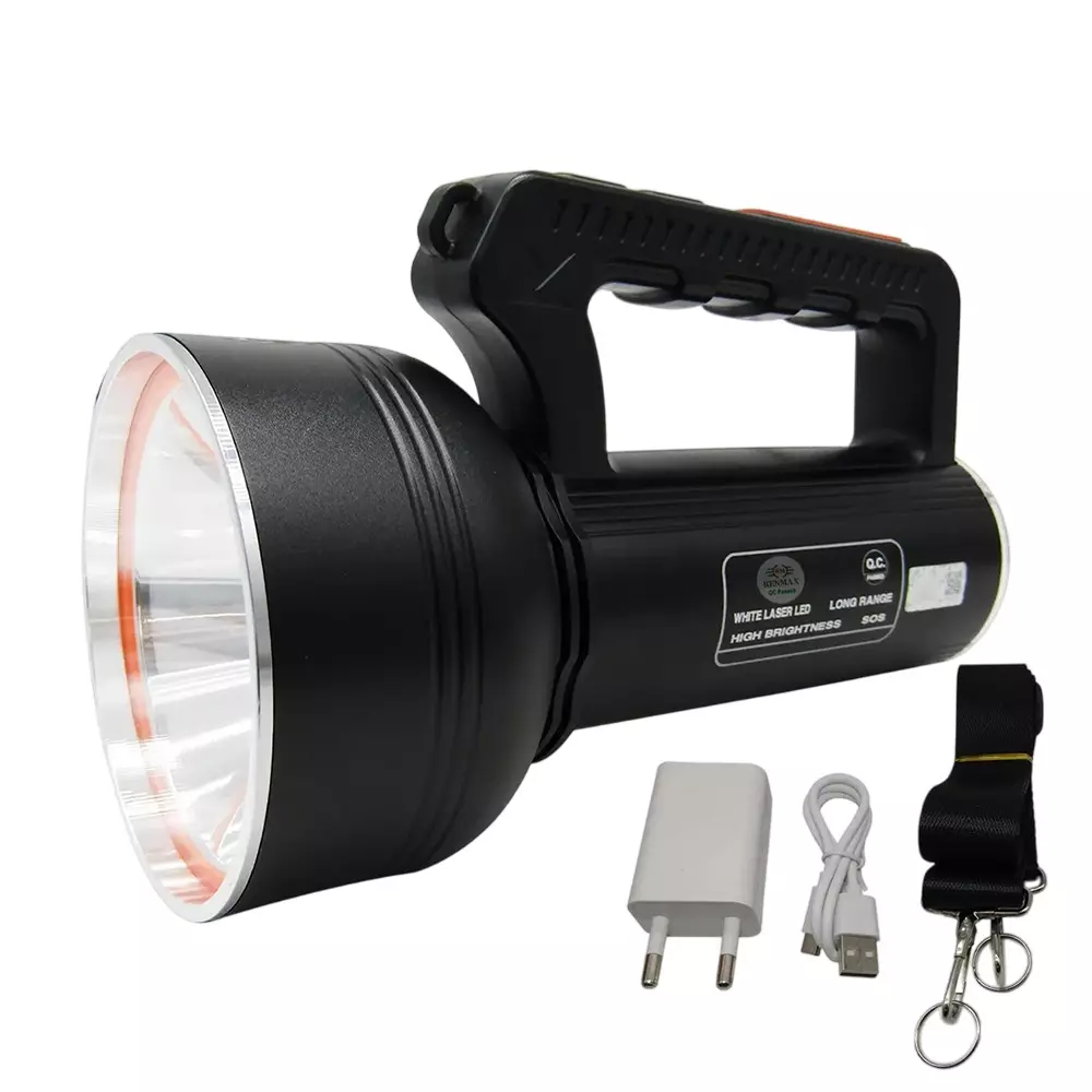 Renmax LED Flashlight Torch 1800 mAh C-Type 2 Km Light Range Waterproof Aluminum