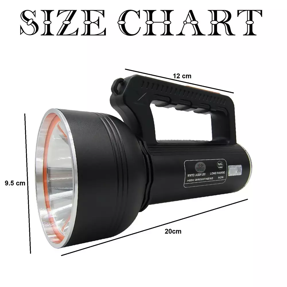 Renmax LED Flashlight Torch 1800 mAh C-Type 2 Km Light Range Waterproof Aluminum