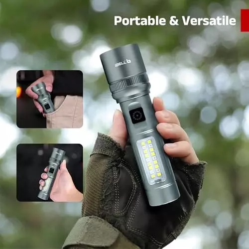 IBELL Rechargeable Flashlight Matt Finish Type C Charging Aluminium Grey, FL8230S