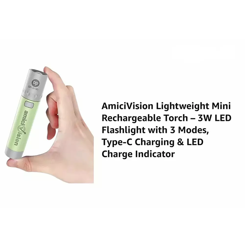 amicivision-mini-rechargeable-torch-green-3-w-led-flashlight-with-3-modes-type-c-charging-led-indicator