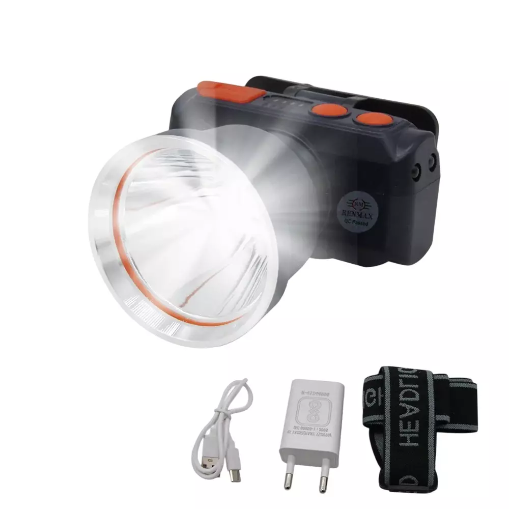 Renmax Bright Head Mount Torch 2000 mAh Li-ion Battery Waterproof Abs