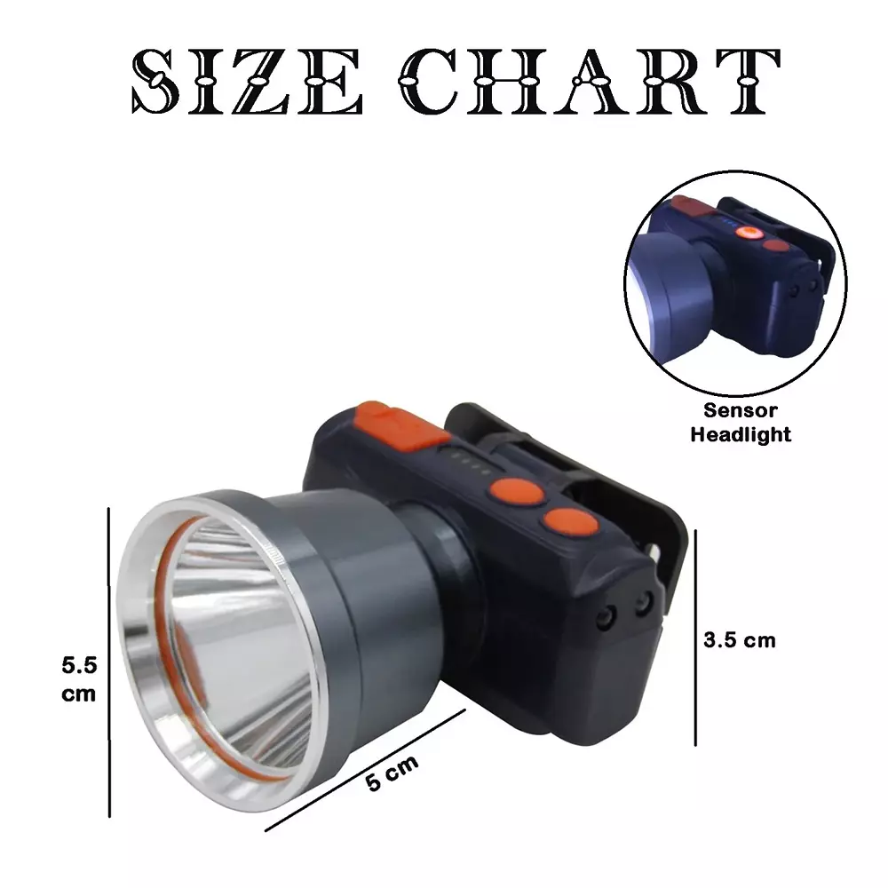 Renmax Bright Head Mount Torch 2000 mAh Li-ion Battery Waterproof Abs