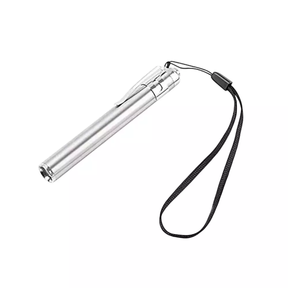 Florix Nation Pocket Laser Torch with Keychain Pen Stainless Steel 10000 Lux, Silver