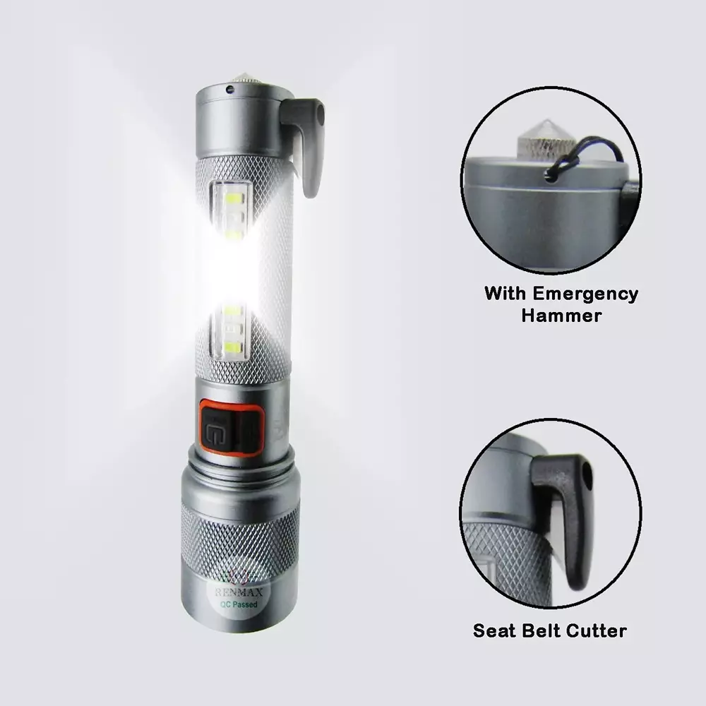 Renmax Beam Focus Zoom Torch 2000 mAh Li-ion Battery 800 Lumen 5-Light Modes Aluminum