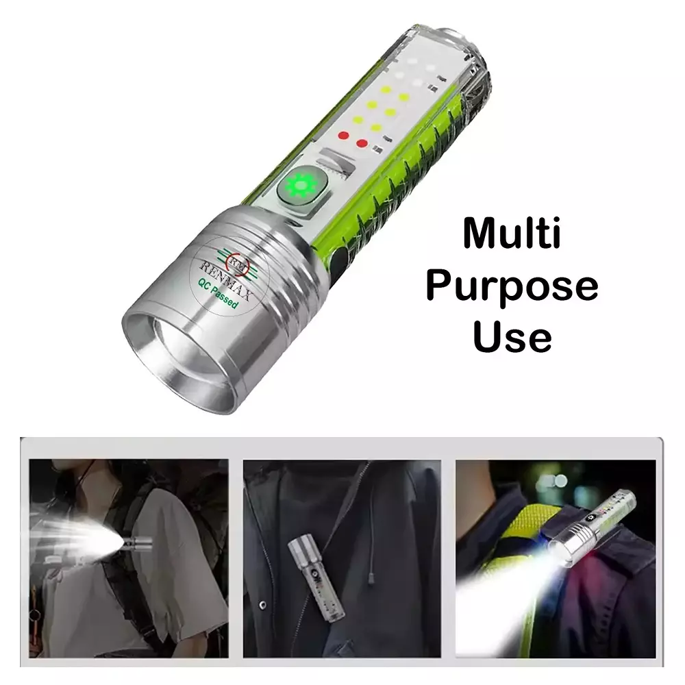 Renmax Multifunction Bright LED Torch 2000 mAh Li-ion Battery 1000 Lumen Waterproof Metal