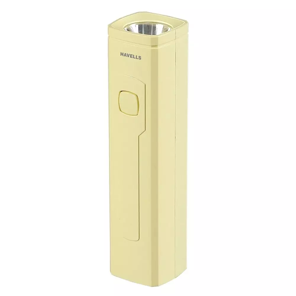 Havells 1 W Colorix Rechargeable Torch in Yellow, Pocket Size, 3.7 V and 500 mAh Battery Capacity, LHEXTJPGBN1Y001