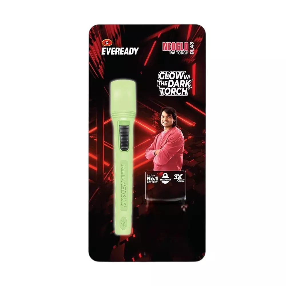 Eveready Neoglo Battery Operated Torch ABS 1 W Power Green for Home & Office, DL 43
