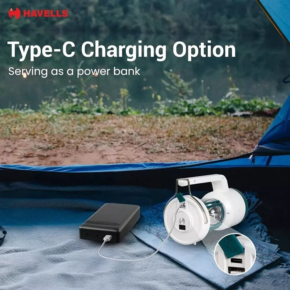 Havells 6 W Beacon Filament Lantern with Rechargeable, 3.7 V and 3600 mAh Battery, LHEXTKPGCN1W006